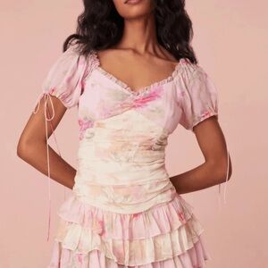 LoveShackFancy jupe floral Pink Ruffle mini Dress